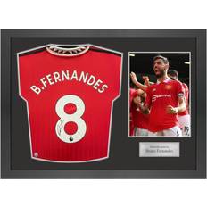 Exclusive Memorabilia Bruno Fernandes Signed Manchester United 2022-23 Football Shirt. Icon Frame