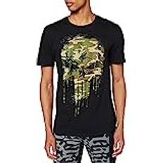 Marvel Herren Punisher Skull Camo T-Shirt, Schwarz