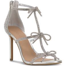 INC International Concepts Women's Nolino Beaded Bow T-Strap Dress Sandals, Created for Macy's Silver Bling