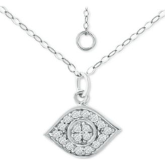 Giani Bernini Cubic Zirconia Evil Eye Pendant Necklace, 16" 2" extender, Created for Macy's Silver