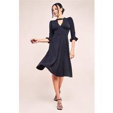 Clothing Goddiva Flared Sleeve Midi Dress Black