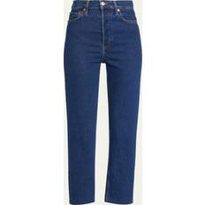 Re/Done High-Rise Stovepipe Jeans with Raw-Edge Hem