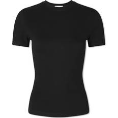 Adanola Womens Black Fitted Stretch-cotton T-shirt