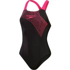 Speedo Women's Medley Logo Swimsuit - Black/Pink