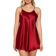 iCollection Women's Lyla Lux Satin Short Chemise, Burgundy