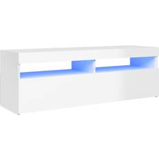 vidaXL Cabinet with LED Lights High Gloss White TV Bench 120x40cm