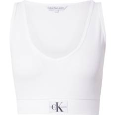 Clothing Calvin Klein Slim Ribbed Cotton Cropped Top White