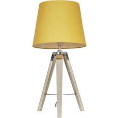 ValueLights Modern Distressed Tripod Mustard Table Lamp 70cm