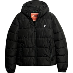 Superdry L - Men Outerwear Superdry Sports Hooded Quilted Jacket - Black