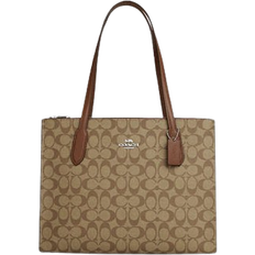 Coach Nina Tote In Signature Canvas - Silver/Khaki Saddle