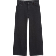 Monki Yoko High Waist Wide Ankle Jeans - Black