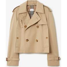 Burberry Cropped Gabardine Trench Jacket - Honey