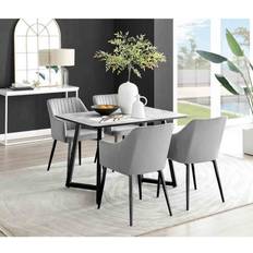 Furniturebox Carson White/Grey Dining Set 80x120cm 5pcs