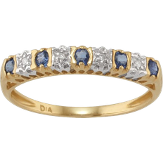 Gemondo Classic Round Half Eternity Ring - Gold/Diamonds/Sapphire