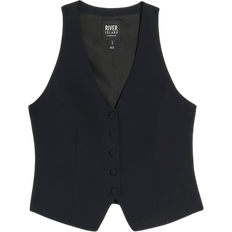 Women Vests River Island Button Front Waistcoat - Black