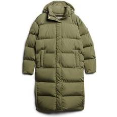 Superdry Women - XS Coats Superdry Hooded Longline Puffer Coat - Wild Khaki