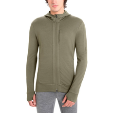 Men - Skiing Tops Icebreaker Men's Merino Quantum III Long Sleeve Zip Hoodie - Loden