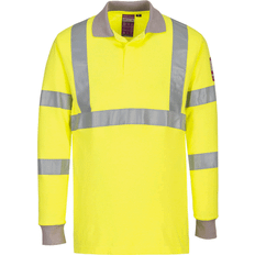 Portwest FR77 Flame Resistant Anti-Static Hi-Vis Long Sleeve Polo Shirt