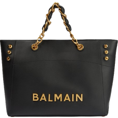 Balmain 1945 Embellished Leather Tote Bag - Black