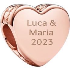 Pandora Engravable Heart Charm - Rose Gold