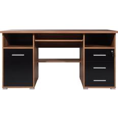 Germania Lockable Walnut/Black Writing Desk 70x145cm