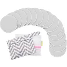 Keababies Maternity 14pk Soothe Reusable Nursing Pads for Breastfeeding, 4-Layers Organic Breast Pads, Washable Nipple Pads Cool gray