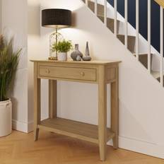 Oak Console Tables Fwstyle 1 Drawer Brown Console Table 30x80cm
