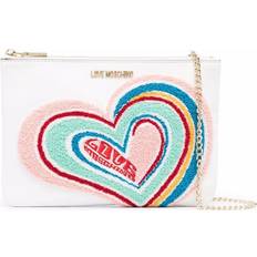 Love Moschino Clutches Love Moschino flocked-logo clutch bag women Leather Size White