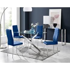 Furniturebox Lenworth Navy Dining Set 70x120cm 5pcs