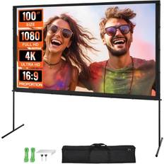 VEVOR Projector Screen with Stand 100 inch 16:9 4K 1080 HD Movie Screen Bar Feet