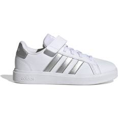 Adidas Trainers adidas Kid's Grand Court Elastic Lace & Top Strap - Cloud White/Matte Silver/Matte Silver