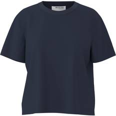 Selected Essential Boxy T-shirt - Dark Sapphire