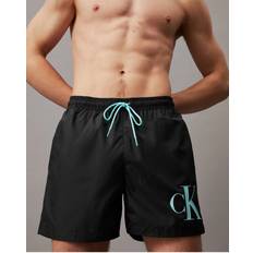 Black Swimming Trunks Calvin Klein Swimwear Men's Monogram Swimming Shorts Black
