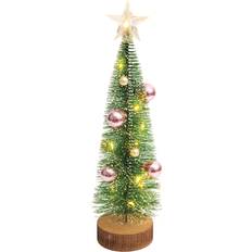 Home Xmas Haus Light Up Wooden Mini Christmas Tree 27.5cm