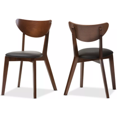 Baxton Studio Sumner Mid Walnut Brown/Black Kitchen Chair 80cm 2pcs