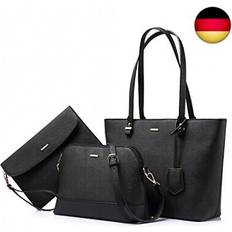 Lovevook Handbags for Women Shoulder Bags Tote Satchel Hobo 3pcs Purse Set Black