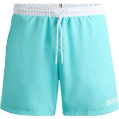 HUGO BOSS Blue - Men Swimwear HUGO BOSS Starfish Quick Dry Swim Shorts With Logo Print - Turquoise