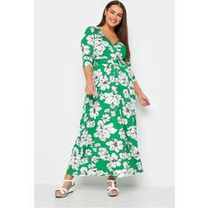 Elastane/Lycra/Spandex - Florals - Long Dresses Yours Printed Wrap Dress Green