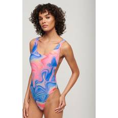 Superdry Women Swimwear Superdry Marble Print Scoop Back Swimsuit, Multi