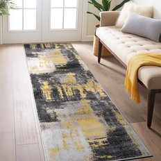 World Rug Gallery Modern Watercolor Abstract Area Yellow