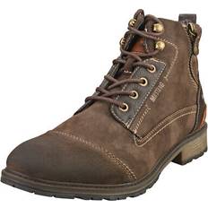 Mustang Lace Up Side Zip Mens Casual Boots in Dark Brown