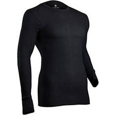 Indera Men Cotton Waffle Knit Heavyweight Thermal Top Black