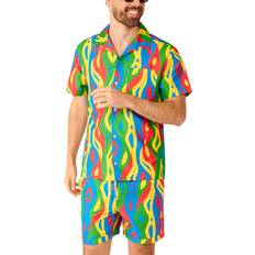 OppoSuits Men's Short-Sleeve Loopy Lines Shirt & Shorts Set Miscellane