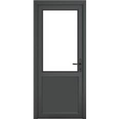 Crystal uPVC Single Door Half Half Clear Glass (30x200cm)