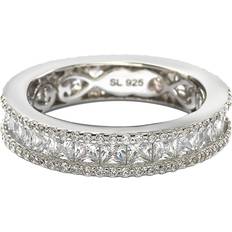 Suzy Levian Square Cut CZ Eternity Band Ring in White