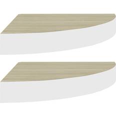 vidaXL 326640 Oak/White Wall Shelf 35cm 2pcs