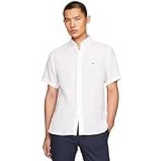 Linen - Men Tops Tommy Hilfiger Short Sleeve Regular Fit Linen Shirt OPTIC WHITE