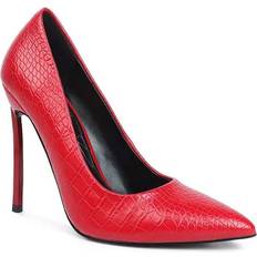 London Rag Urchin Women's Crocodile Pattern Pumps, 10, Red