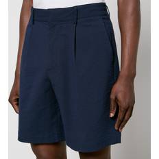 Wax London Wax London Linton Cotton-Blend Seersucker Shorts Blue