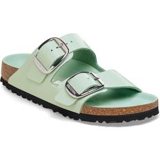 Turquoise - Women Sandals Birkenstock Arizona Big Buckle Natural Leather Patent - High-Shine Surf Green